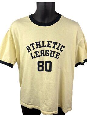 Zara Ringer Short Sleeve Retro Athletic League 80s T Shirt Yellow Men’s L Bloke
